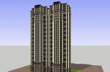 Classical 32-Story High-Rise Residential Model in SketchUp-BIM WORLD