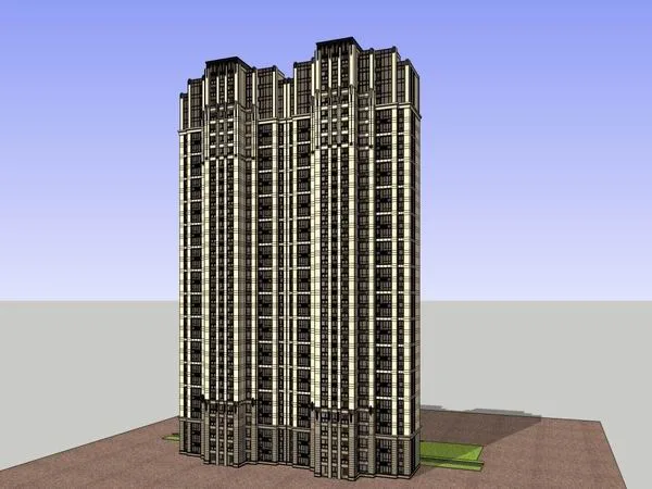 Classical 32-Story High-Rise Residential Model in SketchUp