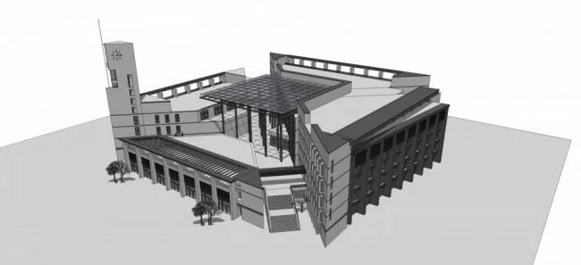 Fuzhou University Library: Modern Multi-Story Cultural Architecture Sketchup Model