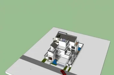 Modern Chinese-Style Solo Villa SketchUp Model-BIM WORLD