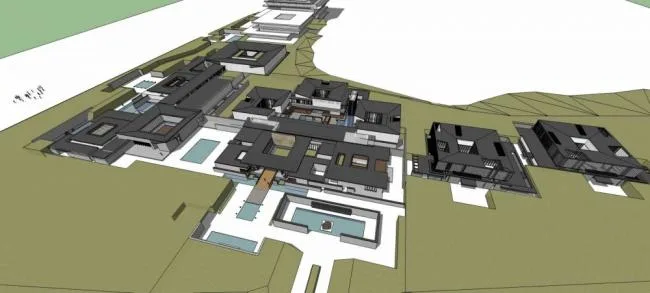 Sketchup Hotel Model | Multi story Resort Club, New Chinese Style