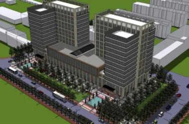 Modern Multi-Story Office Building Model in SketchUp-BIM WORLD