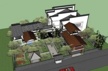 SketchUp Villa Model: Huizhou-Style Solo Courtyard Villa with Traditional Chinese Design-BIM WORLD