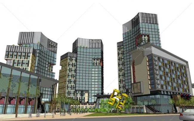 Sketchup Complex Model | Multi story Urban Complex, Modern Style
