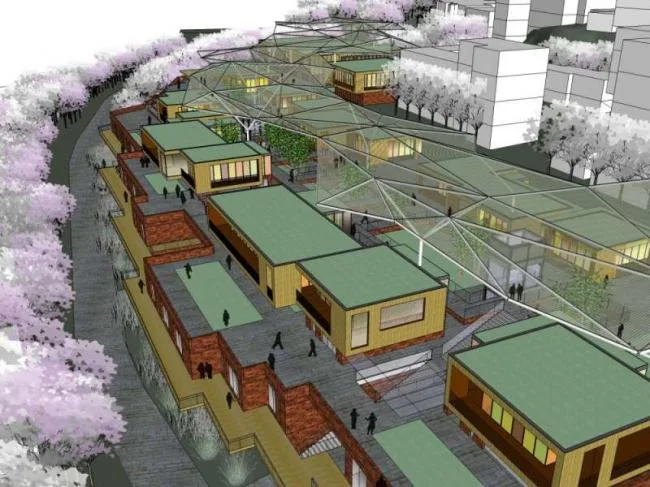 Sketchup Business Model | Multi story Commercial Street, Modern Style
