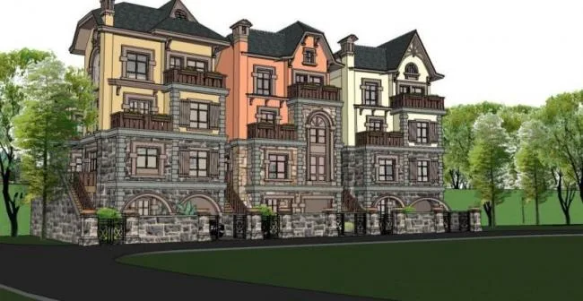 Sketchup Villa Model | Row Villa, Classical Style, European Style