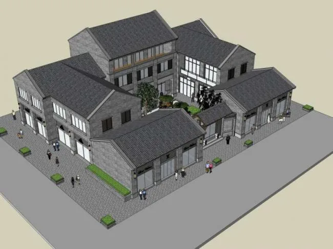 Sketchup Business Model | Stacked Villas, Commercial, Chinese Style