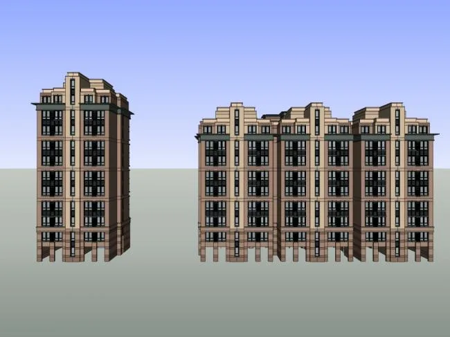 SketchUp Model: 11-Story Classical High-Rise Residential Complex
