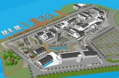 SketchUp Business Model: Multi-Story Commercial Street with New Chinese Style at Lake Center-BIM WORLD