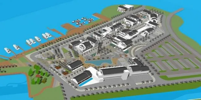 Sketchup Business Model | Lake Center Business, Multi story Commercial Street, New Chinese Style