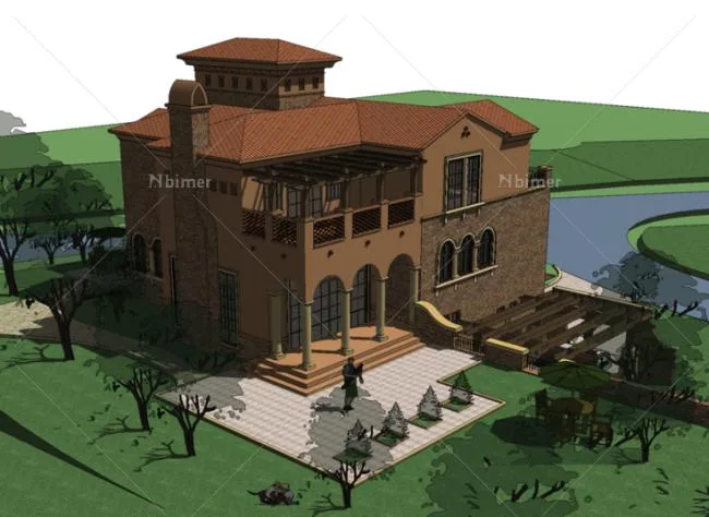 Sketchup Villa Model | Solo Villa, Spring Bay, Spanish Style, Classical Style