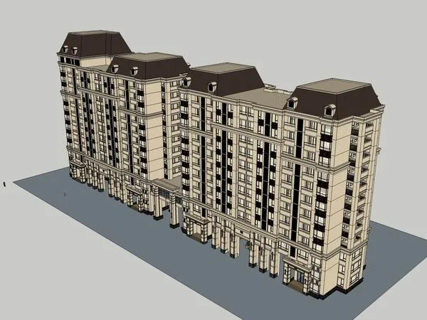 Sketchup Business Model | High rise apartment residences, classical style