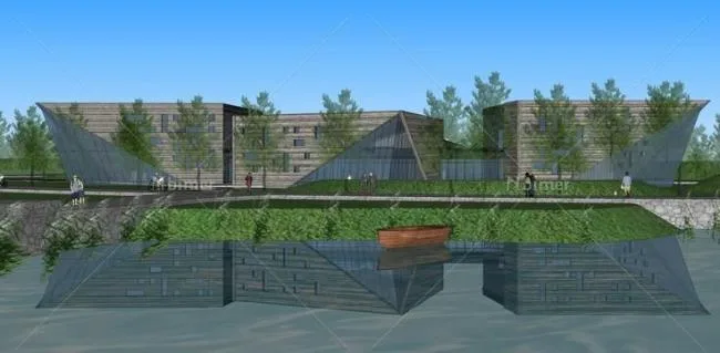 Sketchup Cultural Model | Multi story Exhibition Hall, Modern Style, Cultural Architecture