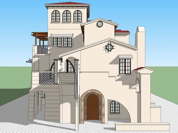 Classical Single-Family Villa Model in SketchUp
