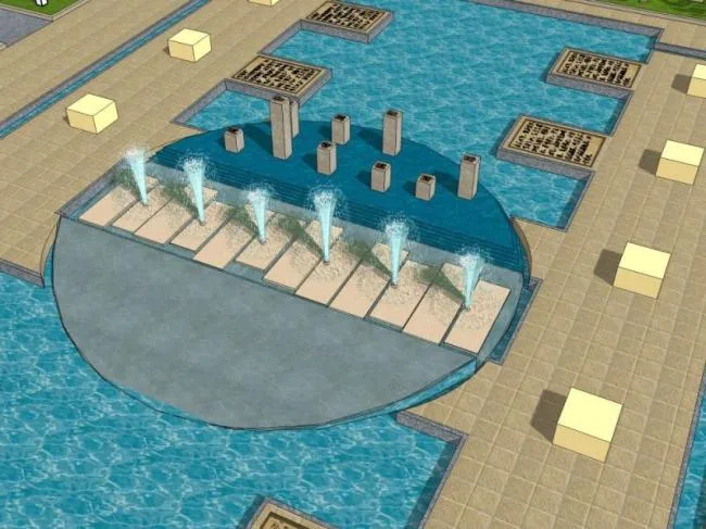 Sketchup Landscape Model | Square Landscape, Classical Style