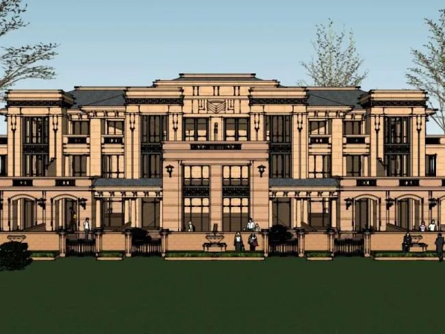 Sketchup Villa Model | Multi row Villa, European Classical Style