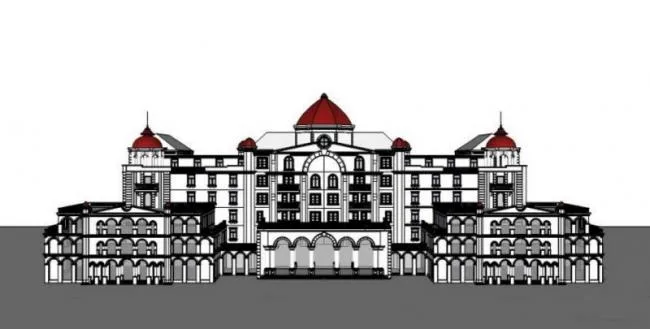 Classical Multi-Story Hotel Model in SketchUp