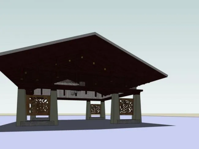 Sketchup Sketch Model | Pavilion, Chinese Style, Sketch