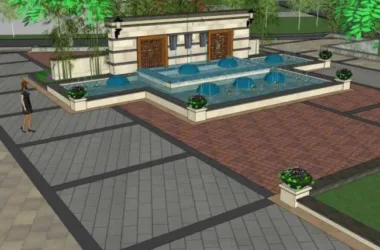 Modern Chinese-Style Residential Landscape Model in SketchUp-BIM WORLD