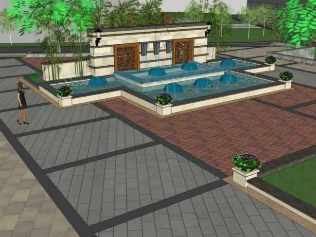 Modern Chinese-Style Residential Landscape Model in SketchUp