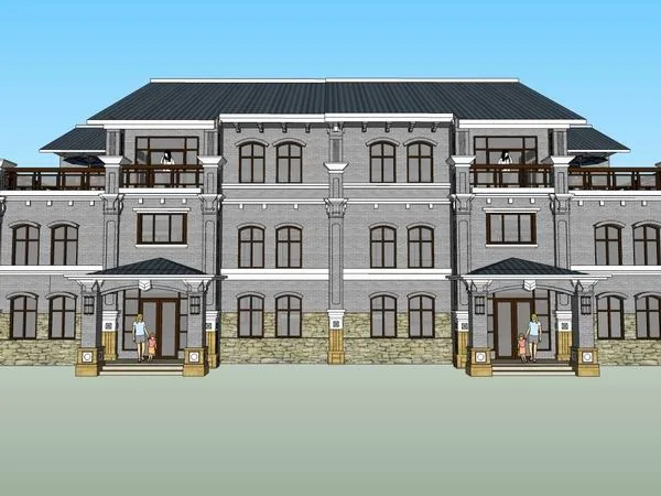 Classical Twin Villa Model in SketchUp