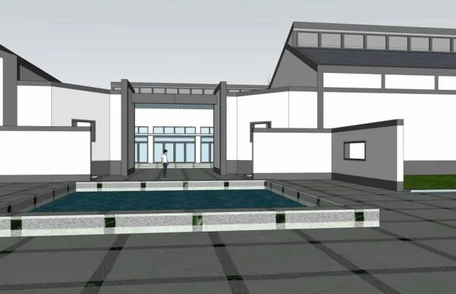 Sketchup Cultural Model | Jiangnan Cultural Museum, single story, Chinese style