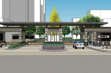 SketchUp Business Model: Modern Commercial Square Design-BIM WORLD