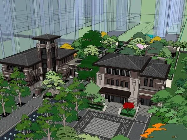 Sketchup Residential Model | Multi story Sales Office, Residential, Classical Style