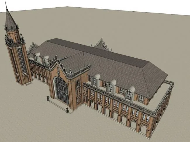 Sketchup Business Model | Multi story Clubhouse, Classical Style