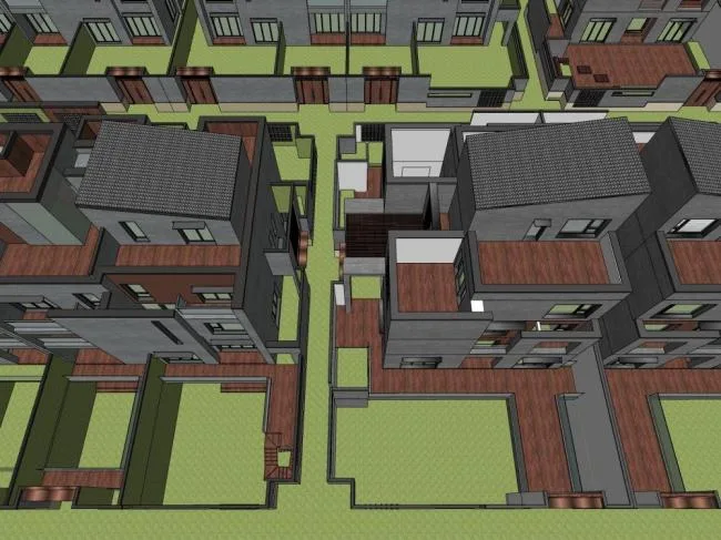 Sketchup Residential Model | Multi story residential building, residential architecture, modern style, townhouse