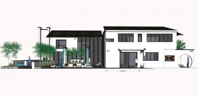 Sketchup Villa Model | Residential Design, Villa, New Chinese Style, Landscape Design