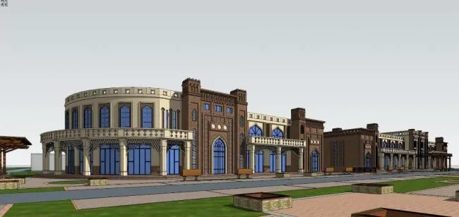 Sketchup Business Model | Xinjiang Folk Customs, Multi story Commercial Street, Islamic Style