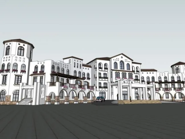 Sketchup Business Model | Multi story Clubhouse, Spanish Style