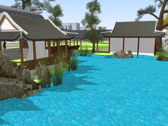 Sketchup Landscape Model | Park Landscape, Chinese Style