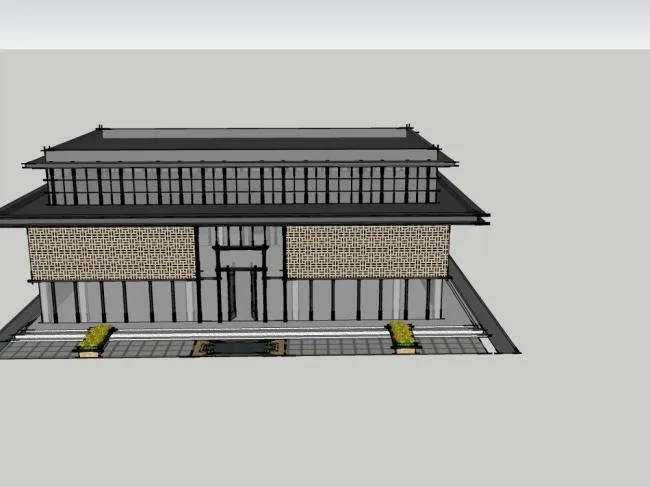 SketchUp Business Model: Multi-Story Clubhouse in Contemporary Chinese Style Commercial Architecture