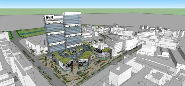 Sketchup Complex Model | High rise commercial complex, modern style, hotel office, multi story commercial podium