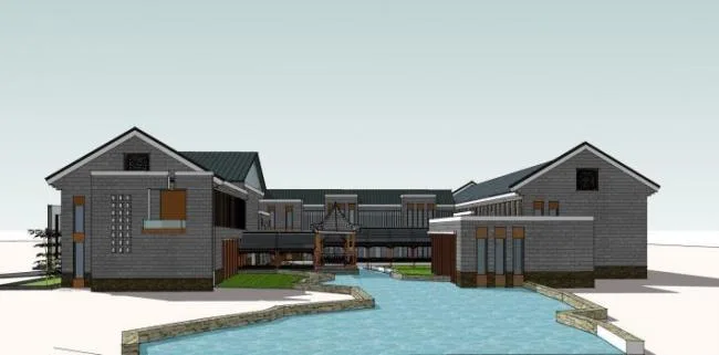 Sketchup Cultural Model | Multi story Huizhou Reception Center, Cultural Architecture, Chinese Style
