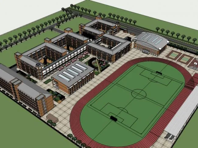 Sketchup School Model | Multi story School, Campus Educational Architecture, Classical Style