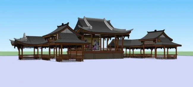 Sketchup Ancient Architecture Model | Stage, Chinese Style, Ancient Architecture
