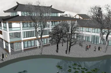 SketchUp Business Model: Multi-Story Commercial and Pedestrian Street in Modern Chinese Style-BIM WORLD