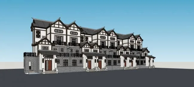 Sketchup Villa Model | Multi story townhouse, Chinese style, residential building