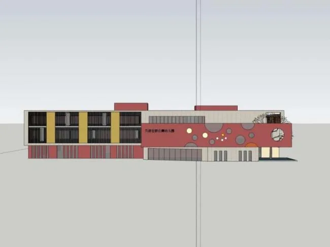 Sketchup School Model | Multi story Tianfu Family North Kindergarten School, Educational Architecture, Modern Style