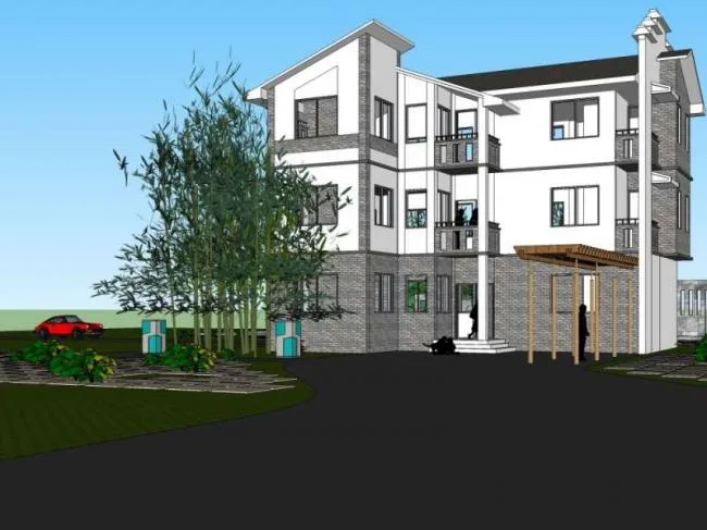 Sketchup Villa Model | Multi story Huizhou style Villa Residence, Chinese Style