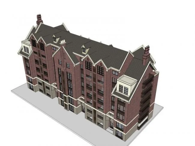 Sketchup Residential Model | Multi-story Residential Building, European Style, Classical Style