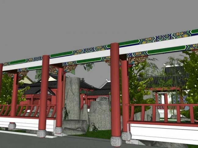 Sketchup Landscape Model | Courtyard Landscape, Chinese Style