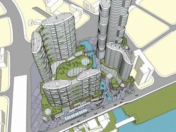 Sketchup Complex Model | Super high-rise office building, residential, commercial, complex, modern style