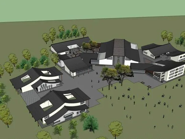 Sketchup Villa Model | Half Mountain Resort Villa, Chinese Classical Style