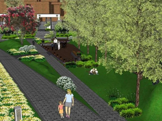 Sketchup Landscape Model | Community Landscape, Residential Landscape, Modern Style
