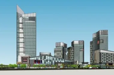 SketchUp Complex Model: Modern Commercial High-Rise Office, Hotel, and Retail Building-BIM WORLD