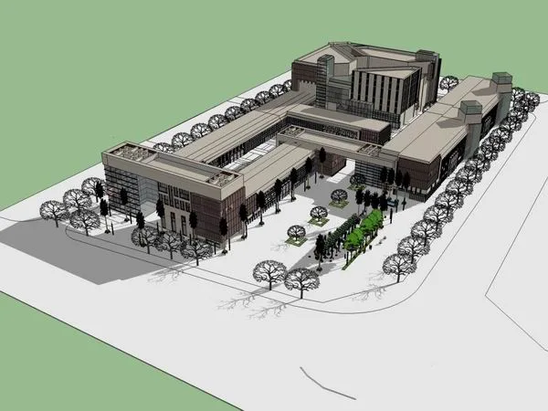 Sketchup Business Model | Multi story Commercial Street, Pedestrian Street, Modern Style